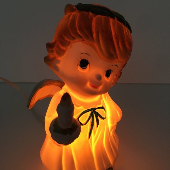 Vtg Christmas Angel w Wings Candle Ceramic Josef Originals Night Light Plugin - Picture 9 of 11
